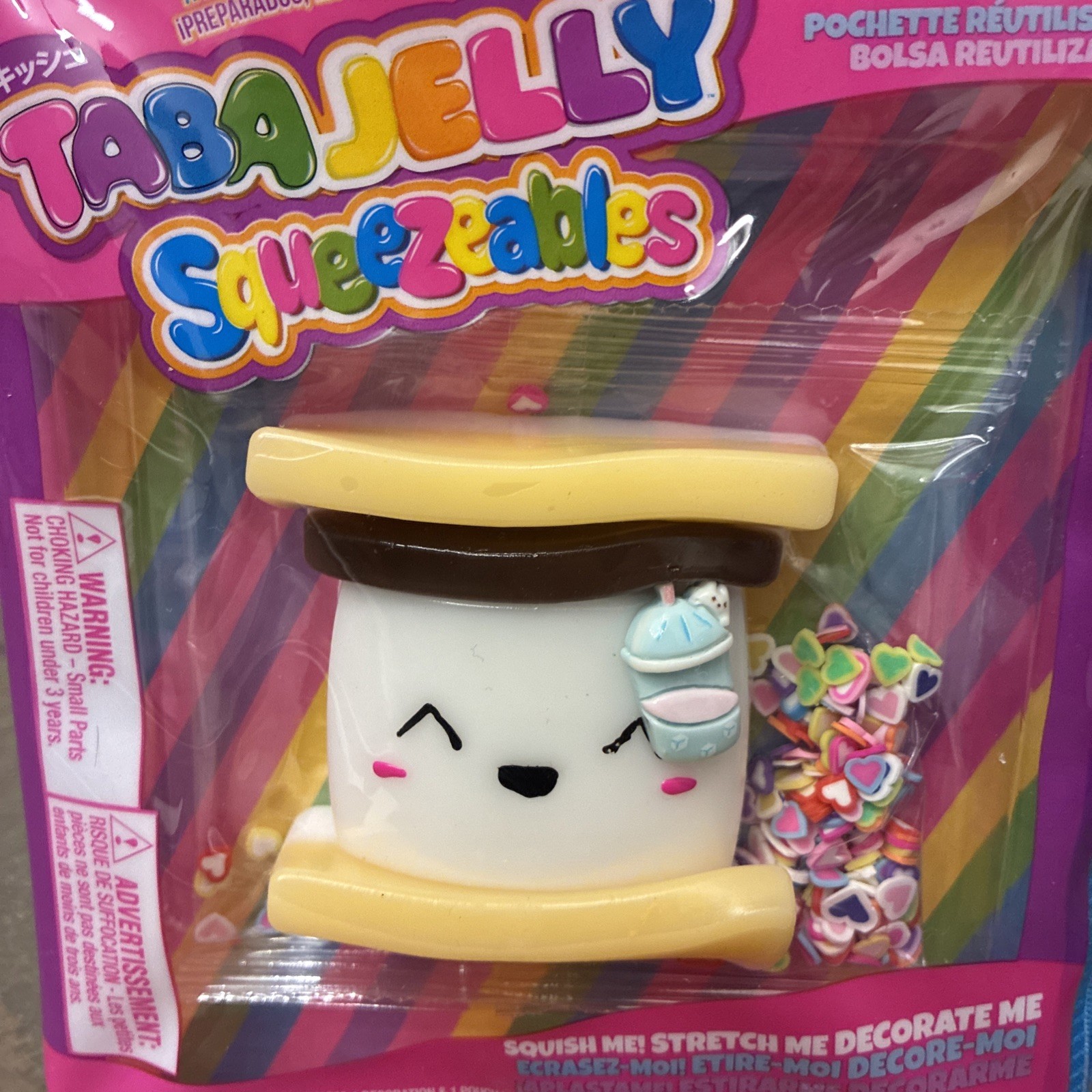 Taba Jelly Decorating Squeezeables S’more Squishy Toy With Reusable Pouch New