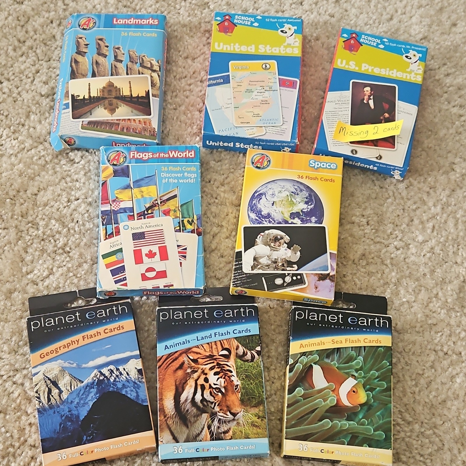 School Zone & Planet Earth Geography Flash Cards United States Ages 4-11 Kids