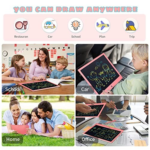 LCD Writing Tablet for Kids, 15 Inch Colorful Electronic Doodle Board 15in Pink