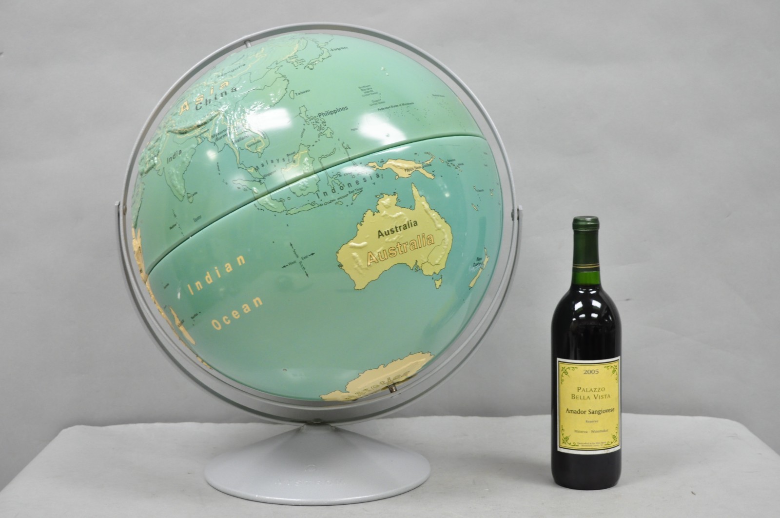 Vintage Nystrom 16″ Large Sculptural Relief Classroom Double Axis World Globe