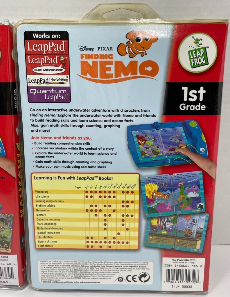 LeapPad LeapFrog Finding Nemo & Leap And The Lost Dinosaur – 1st Grade – Sealed