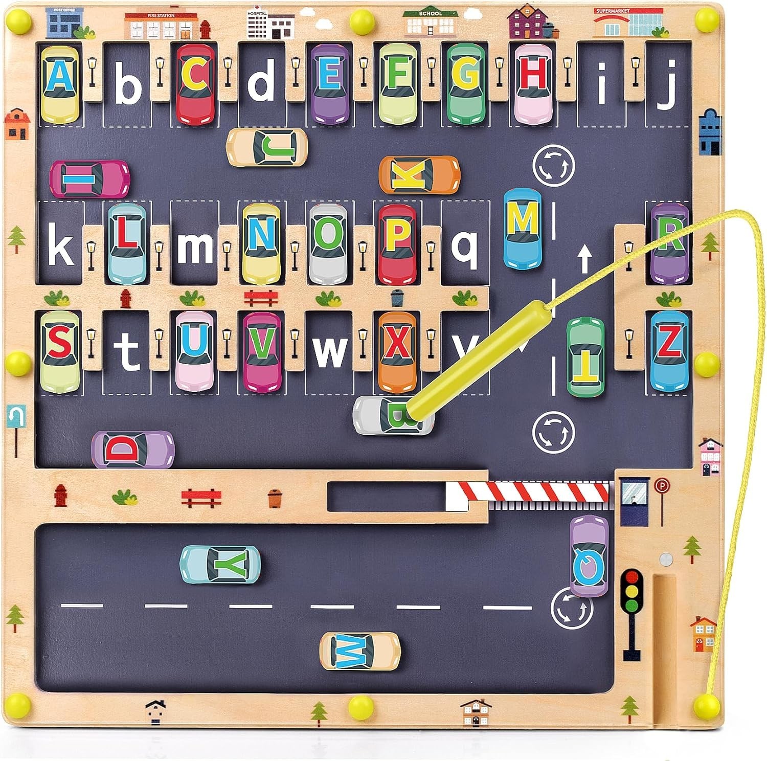 Wooden Magnetic Alphabet Maze Letter Puzzle, Montessori Fine Motor Skills Toy…