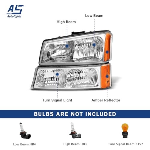 AS Headlight Assembly for 2003 2004 2005 2006 Chevy Silverado/ 03 04 05 06