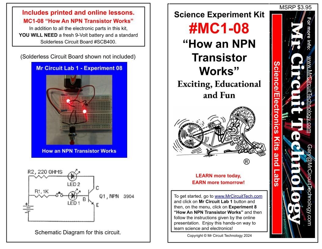 MC1-08 ** Mr Circuit Science ** Experiment Kit -How An NPN Transistor Works