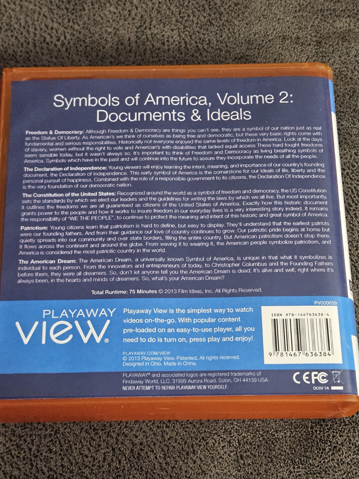 Playaway View Video Player Lot of 2 US History American Symbols 135 Minutes