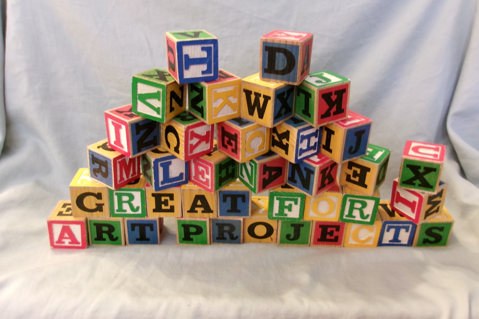 Schylling ABC Alphabet 38 out of 48 Wood Blocks Wooden Dove-Tailed Box No Lid