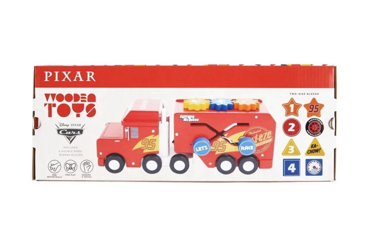 Disney Pixar Cars Wooden Shape Sorter Truck Toddler Toy Lightning McQueen