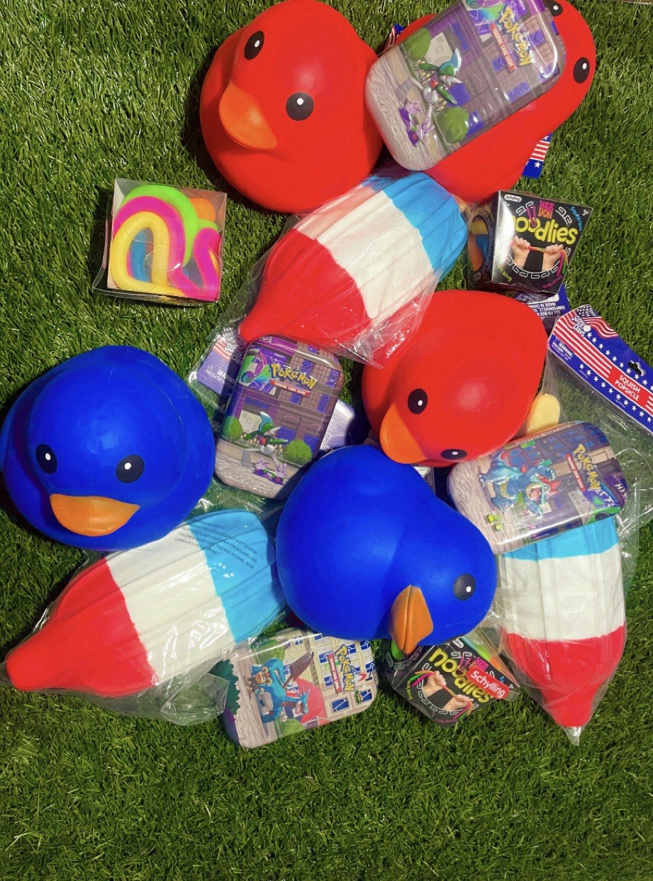 Red and Blue Sunny Days Duck Squishy 4th July Special Release Many More Items!!!