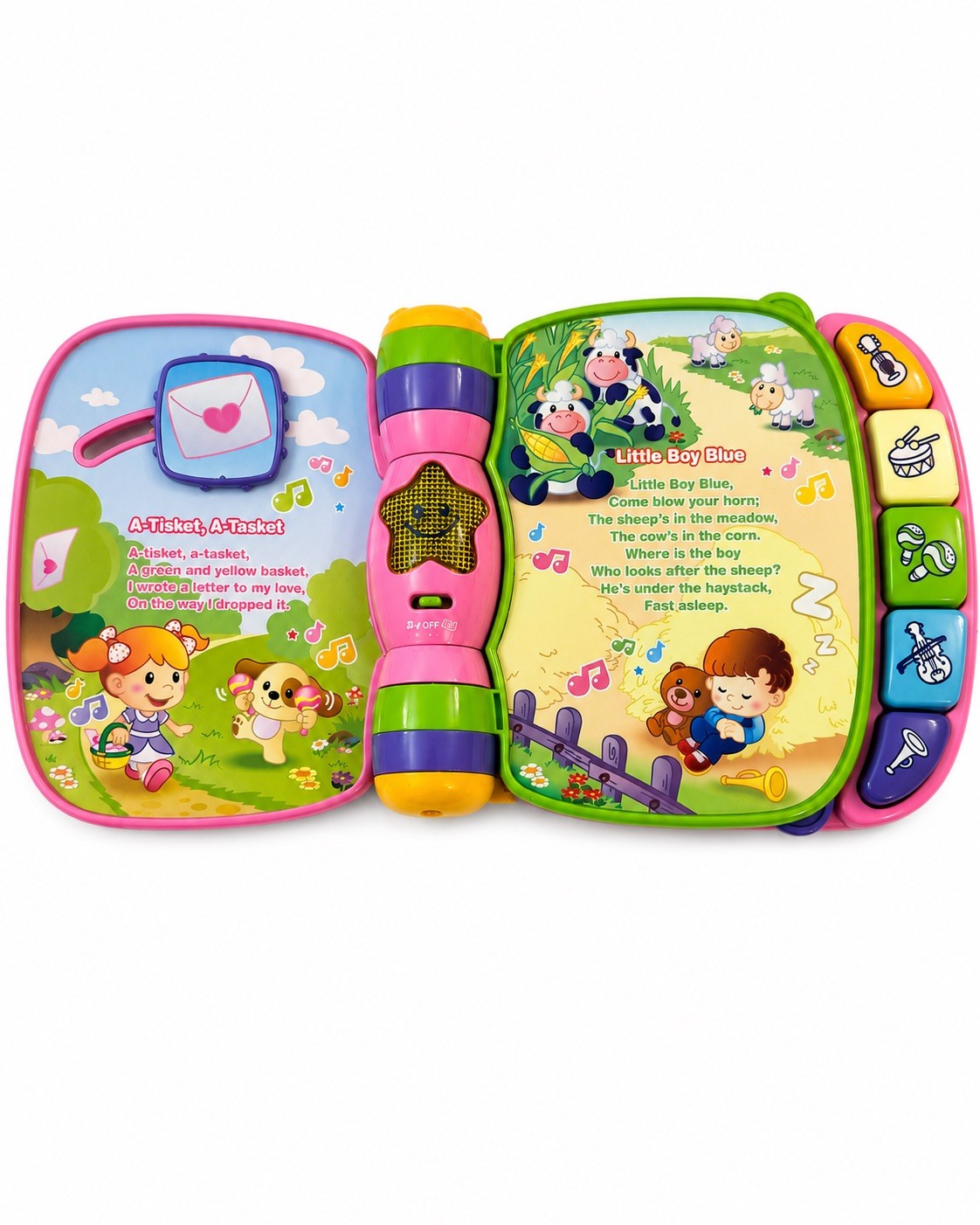 V-tech Musical Rhymes Book Pink Purple Pastel Tested Works Great Songs Light
