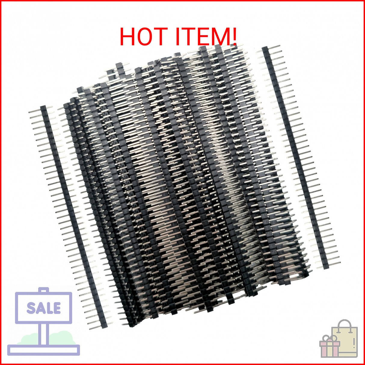 50 PCS 2.54mm Male Header pins Connector, 0.1 inch Pitch 40Pin Single Row Breaka