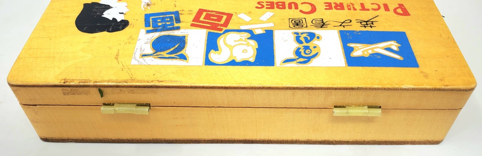 Picture Cubes for Words Spelling Complete Set 1960’s Wooden Box Animals Vintage