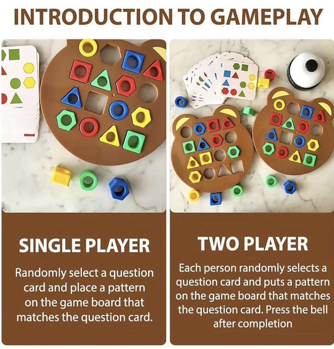 2 pack Geometric Shape Matching Game, Color Sensory Educational Toy