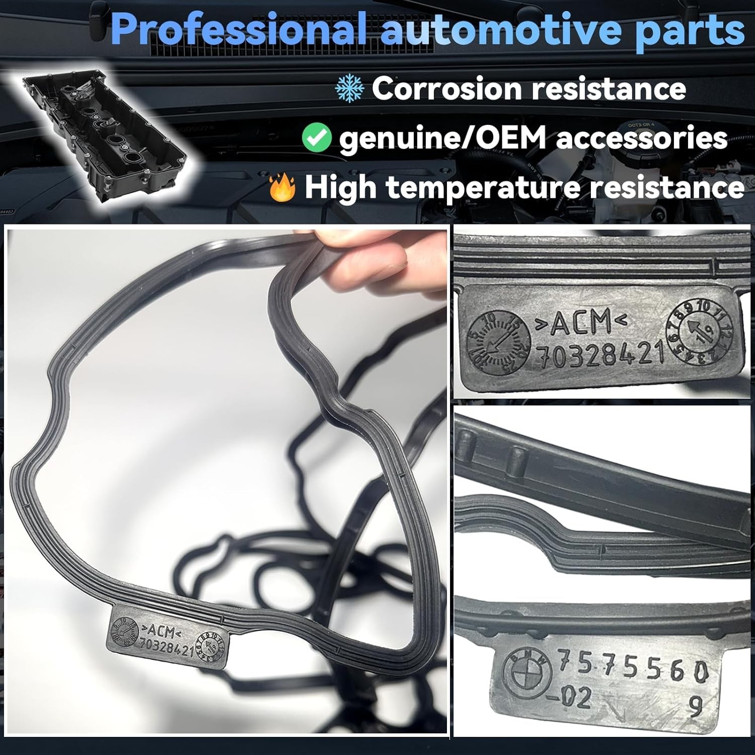 11127582245, Valve Cover Gasket, OEM Parts N52 N51 Engine Valve Cover Seal fo…
