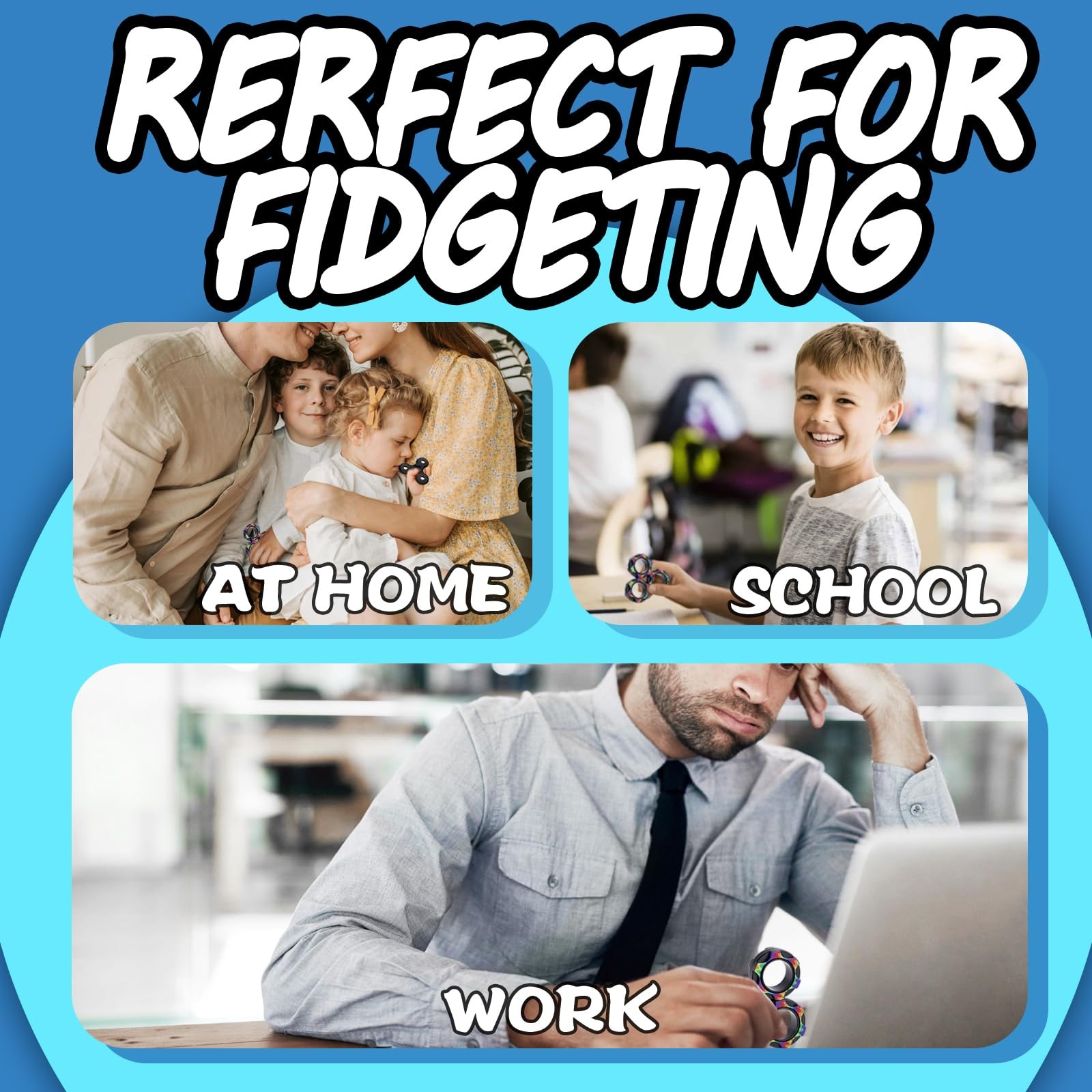 Vipctery 8Pcs Fidget Toys Adults Kids 8+ ADHD Autism Small, Black
