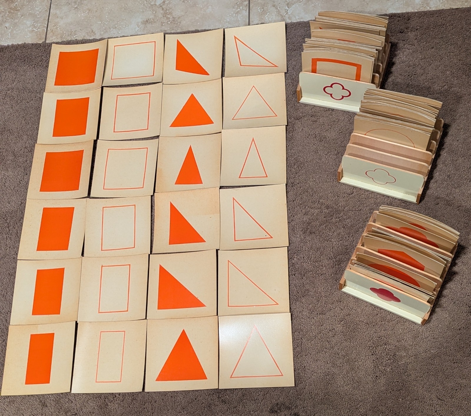 Authentic Geometrical Cards Montessori, 84 Cards With 3 Boxes, Italy, Nienhuis