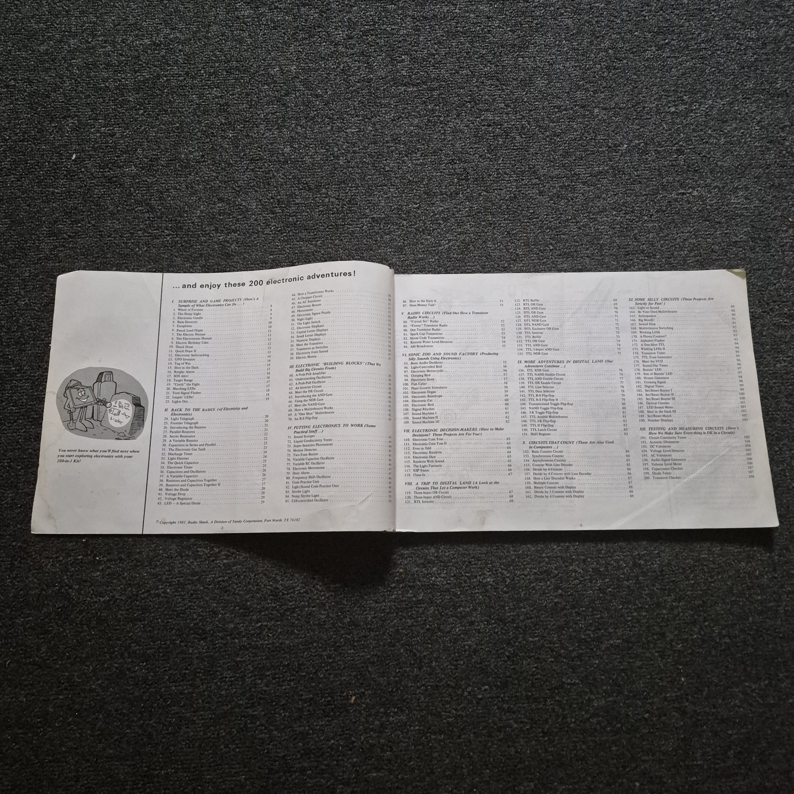 MANUAL ONLY – Science Fair 200 In One Electronic Project Kit Lab No. 28-249 1981