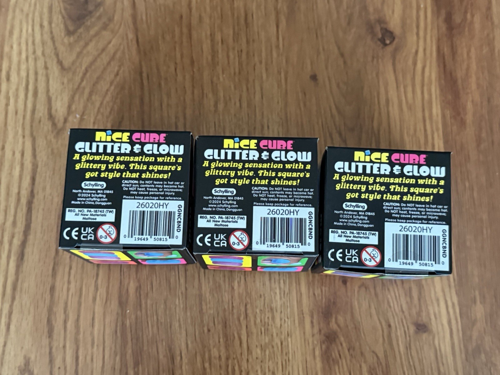 Nee Doh Nice Cube Glitter & Glow Super Solid Squish Squeezable Set Of 3