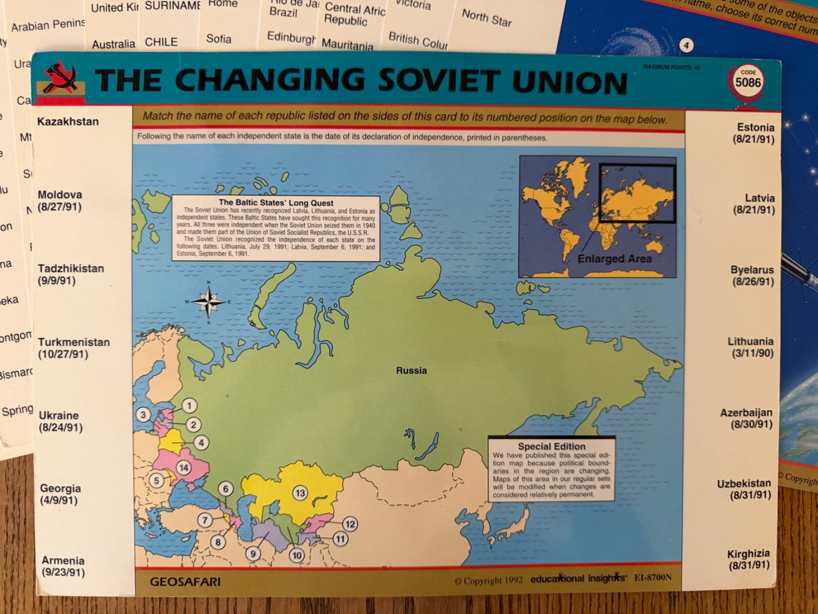Geosafari “Map Set 1” Card Set- In Original Packaging!