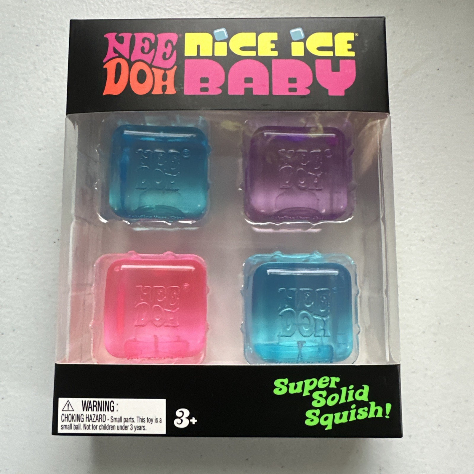 Nee Doh Nice Ice Baby Super Solid Squish Blue Purple Pink Tactile Toy 3+ Years