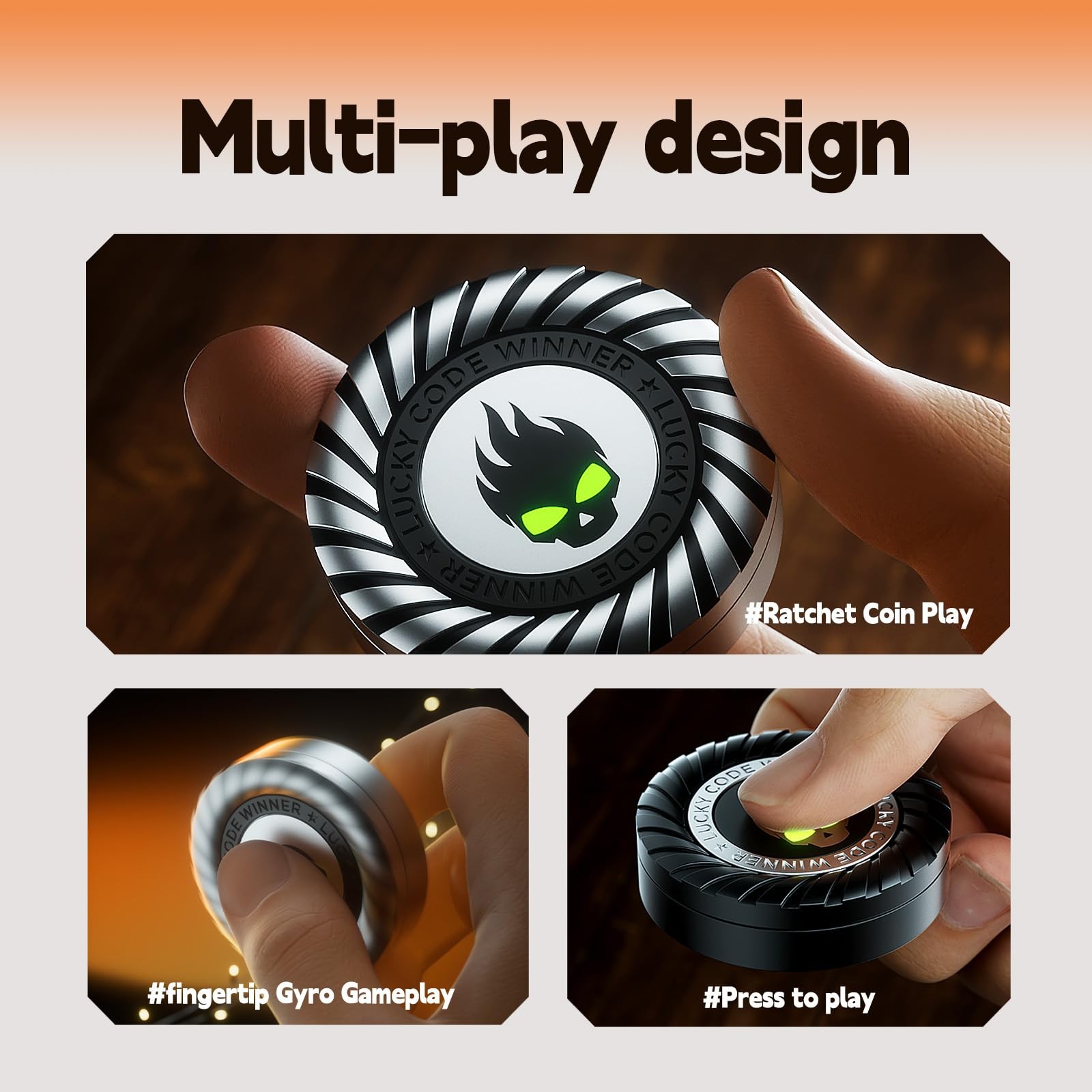 3-in-1 Metal Fidget Spinner – Professional EDC Haptic Slider & Small, Silver
