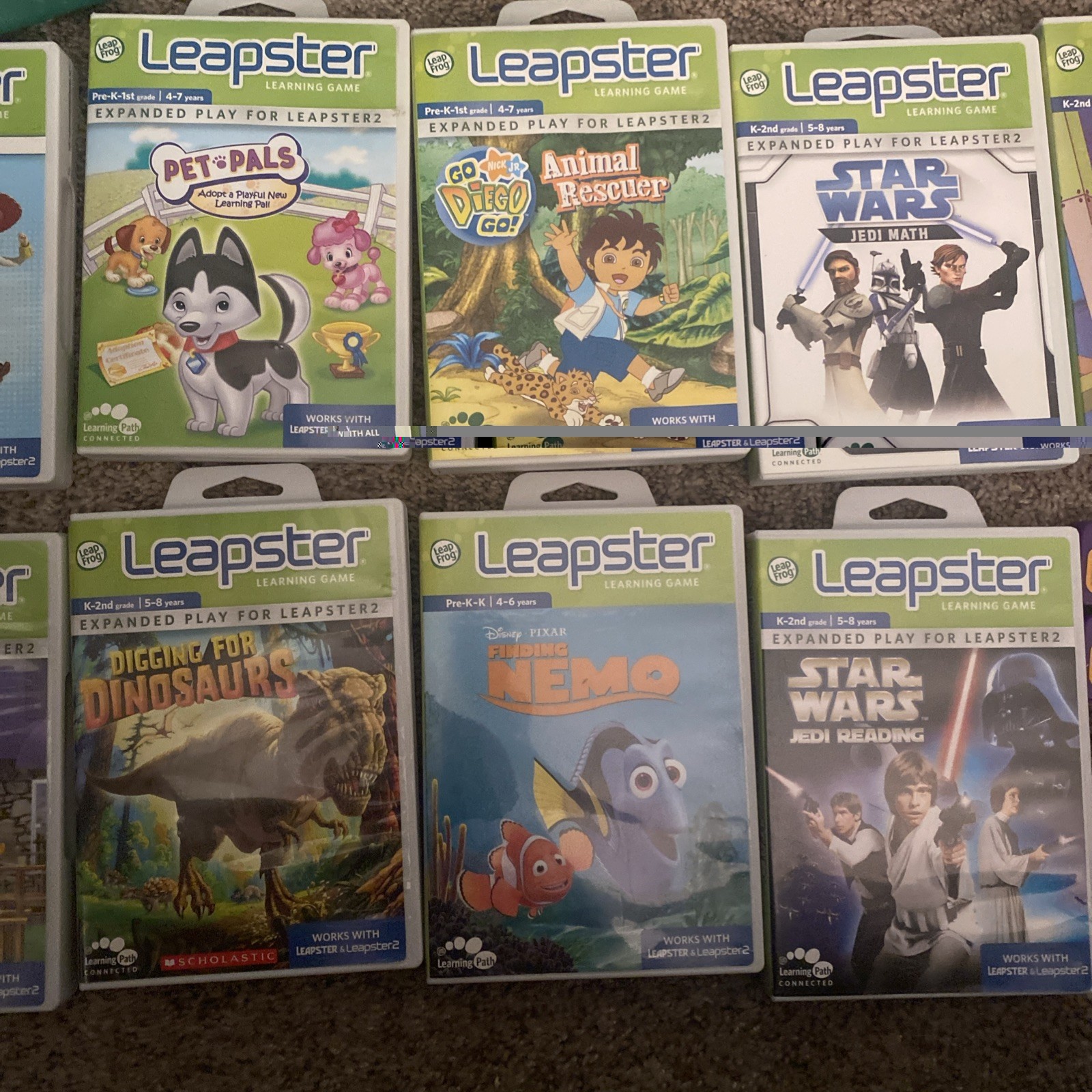 Leap Frog Leapster 2 Handheld Game, With 9 Games, Pre-Owned No Power Cord Works