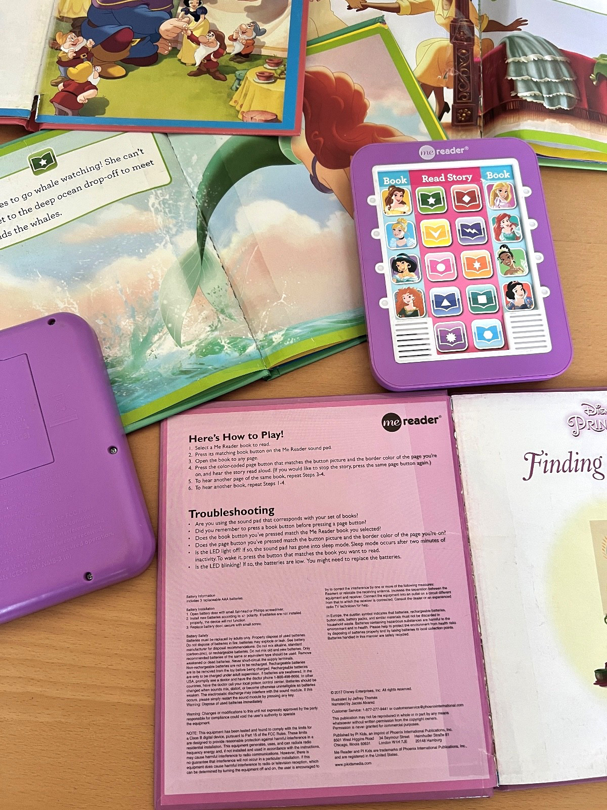 Disney Princess Lot of 2 Electronic Me Reader & 7 Story Books -Read Description-