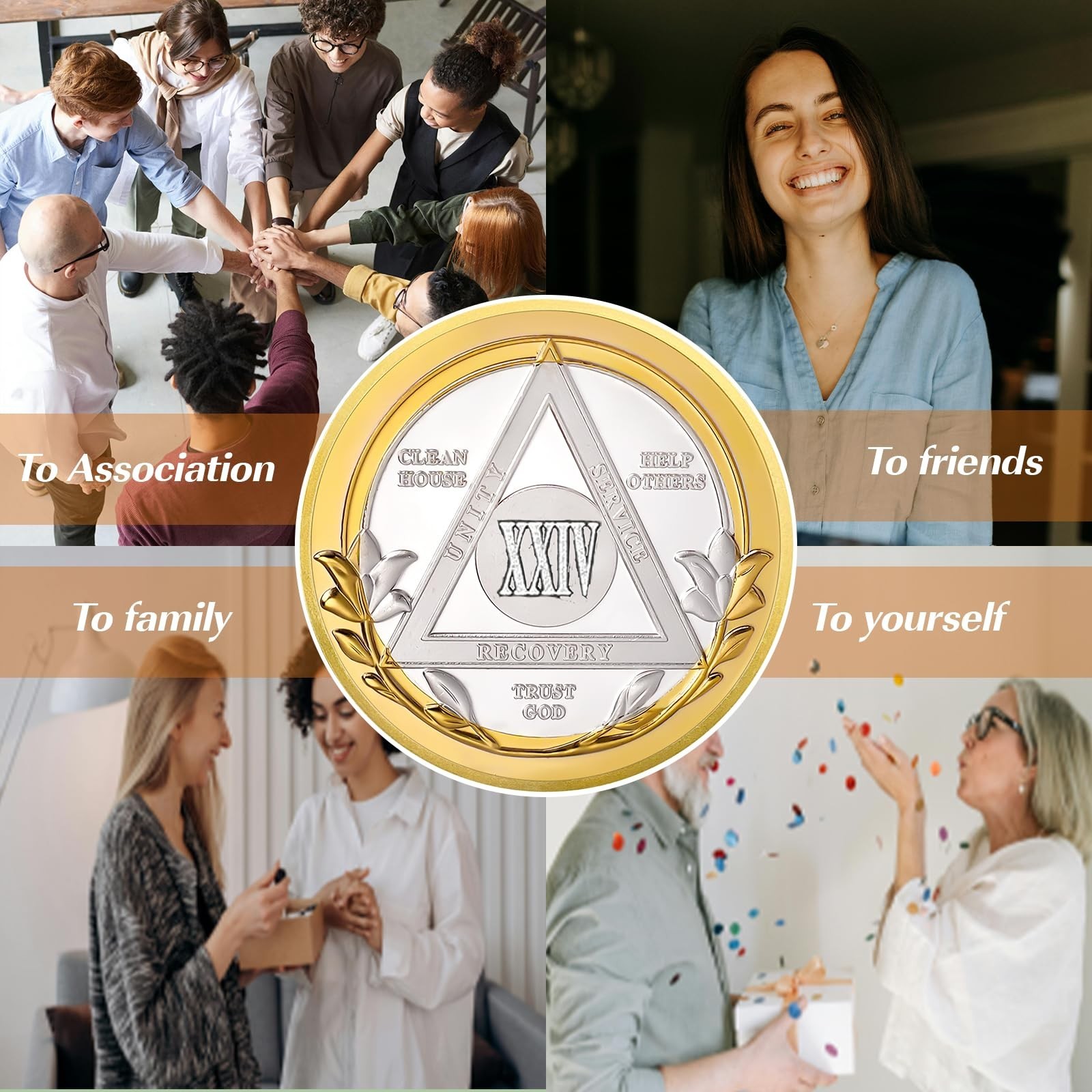 Victory Path 24 Year Sobriety Coin, Affirmation AA Chips, Addiction Recovery …