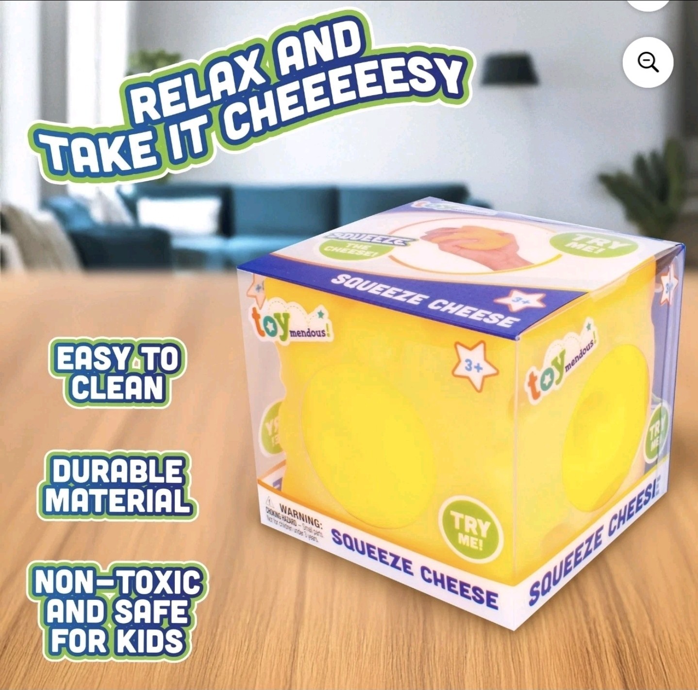 Toymendous! Squeeze Cheese Block Large Squishy Stress Relief Fidget Sensory New