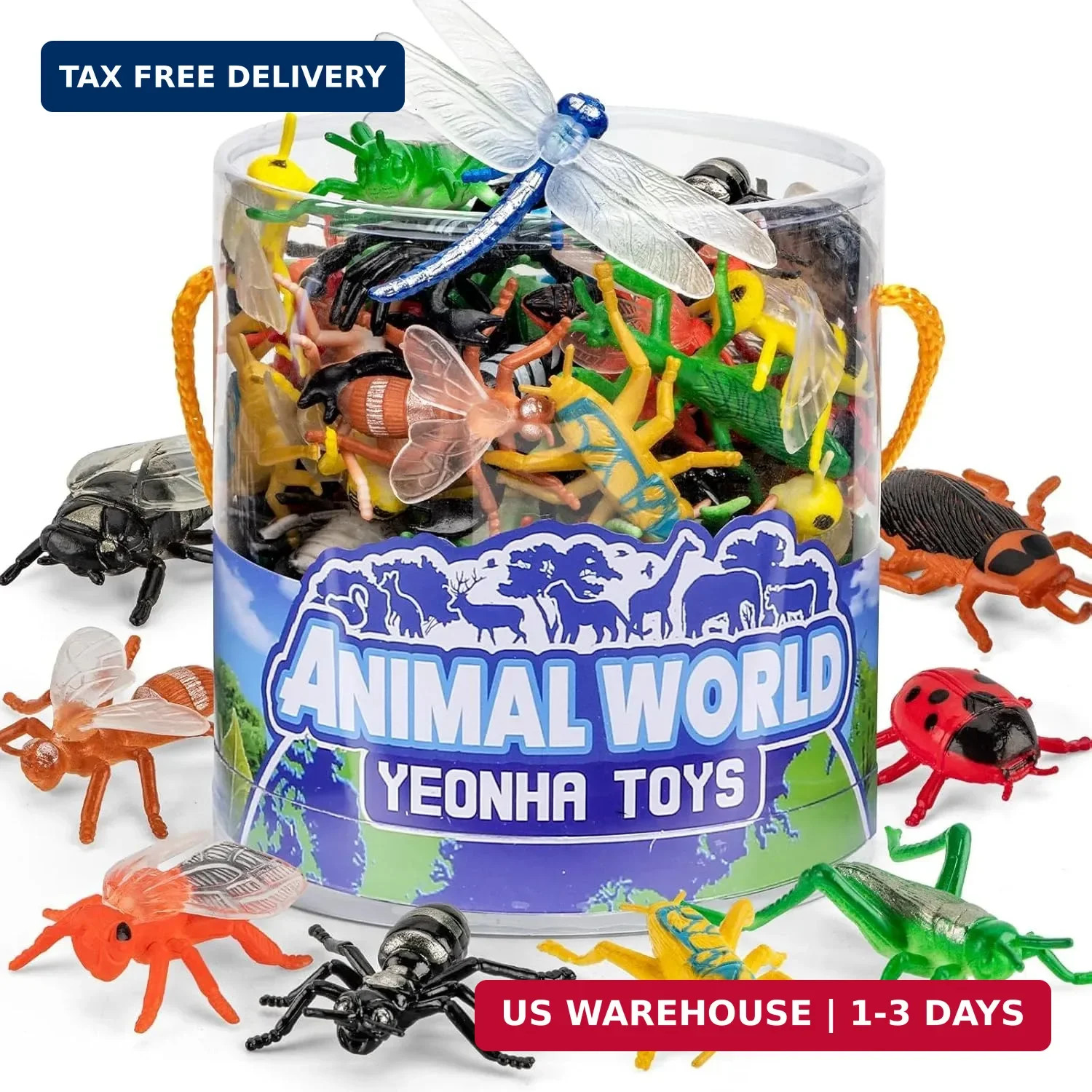 60 Piece Mini Insect Toys with Gift Box, Plastic Bug Figure for Kids, Fake Bug