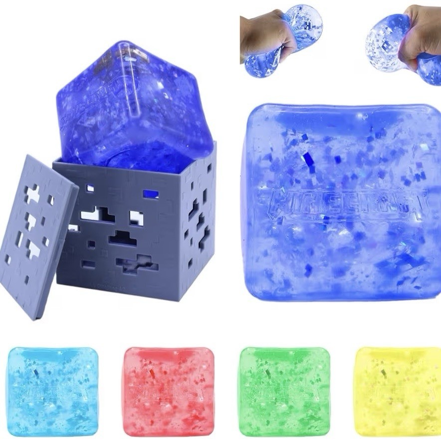 VIRAL Squishy Minecraft Jelly Cube Minecraft SquishMe Cubes Glitter [x1 RANDOM]