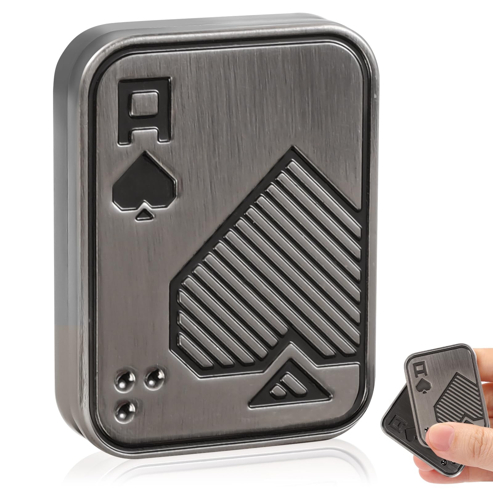 JUDIXY Fidget Slider, Metal Poker Push Card, Small (10mm), Silver a