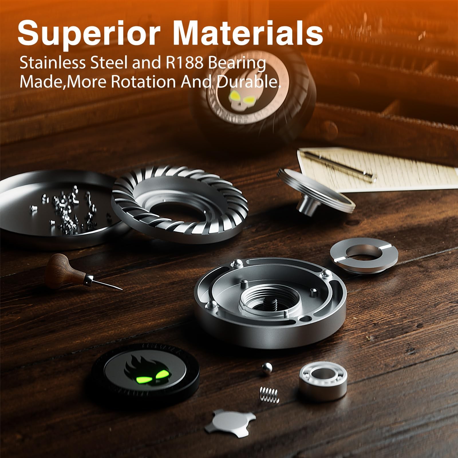 3-in-1 Metal Fidget Spinner – Professional EDC Haptic Slider & Small, Silver