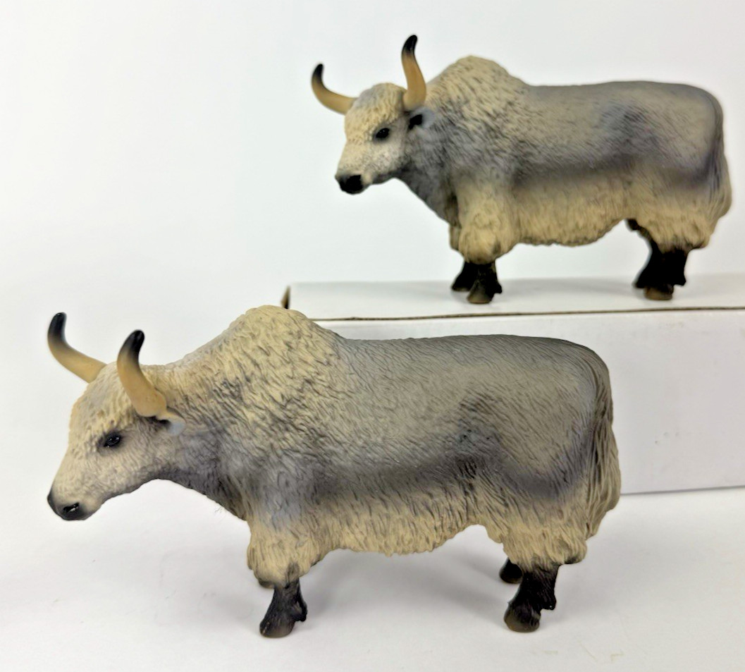 Schleich Yak Figurine Lot Gray Asian WIldlife Retired 2009 5″