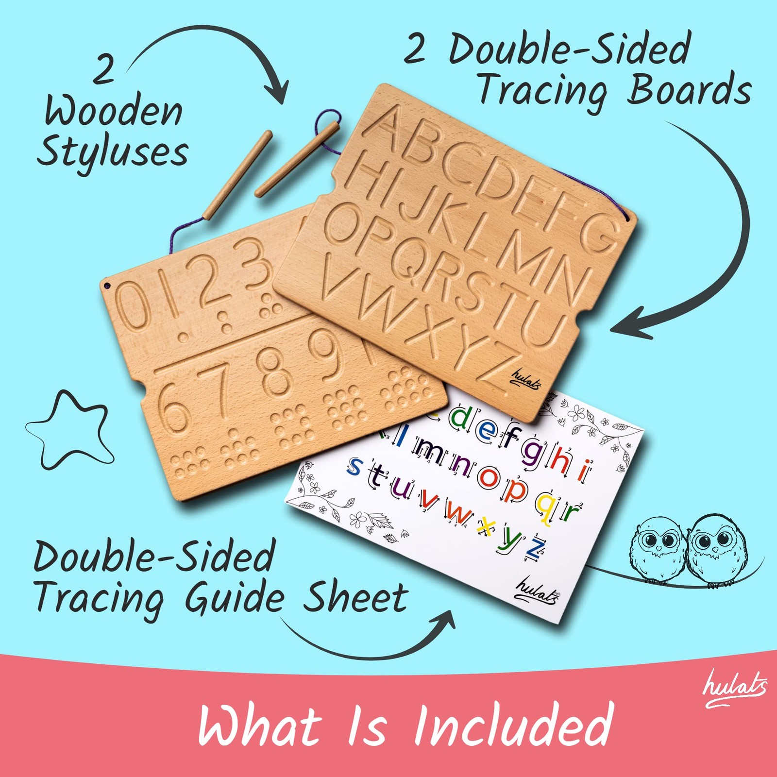 Hulats Learn to Write – Number & Letter Tracing Boards for Kids Large, Beige