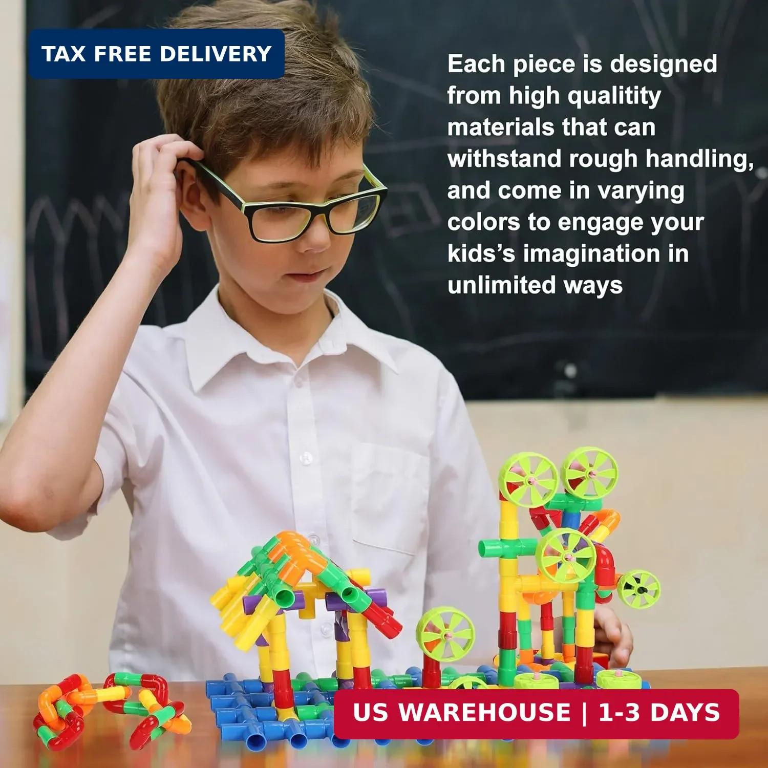 STEM Building Blocks Toy for Kids, Educational Toddlers Preschool Brain Toy Kit,