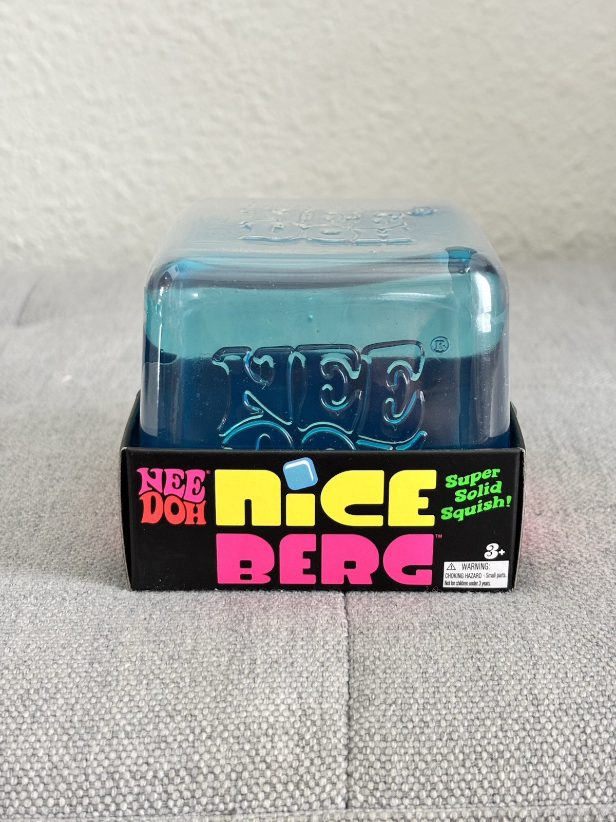 Nee Doh Nice Berg Blue XL Giant Niceberg Super Solid Squish Cube Schylling