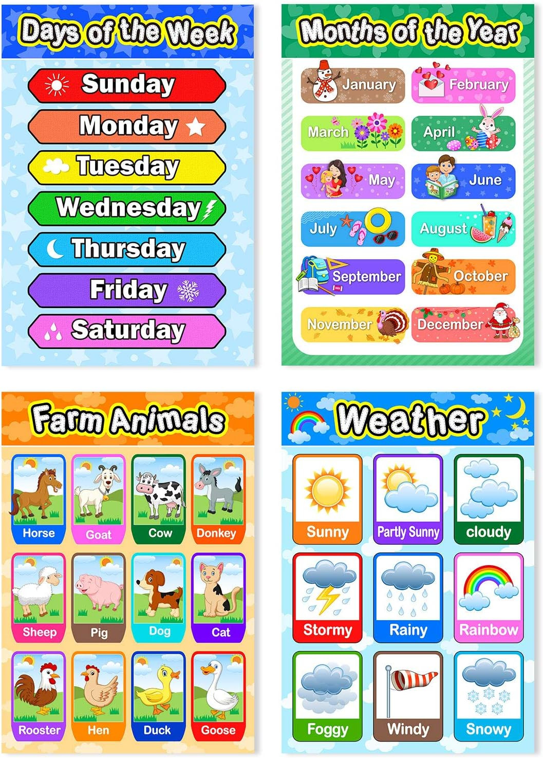 Educational Preschool Poster with Glue Point Dot for Nursery Homeschool Classroo