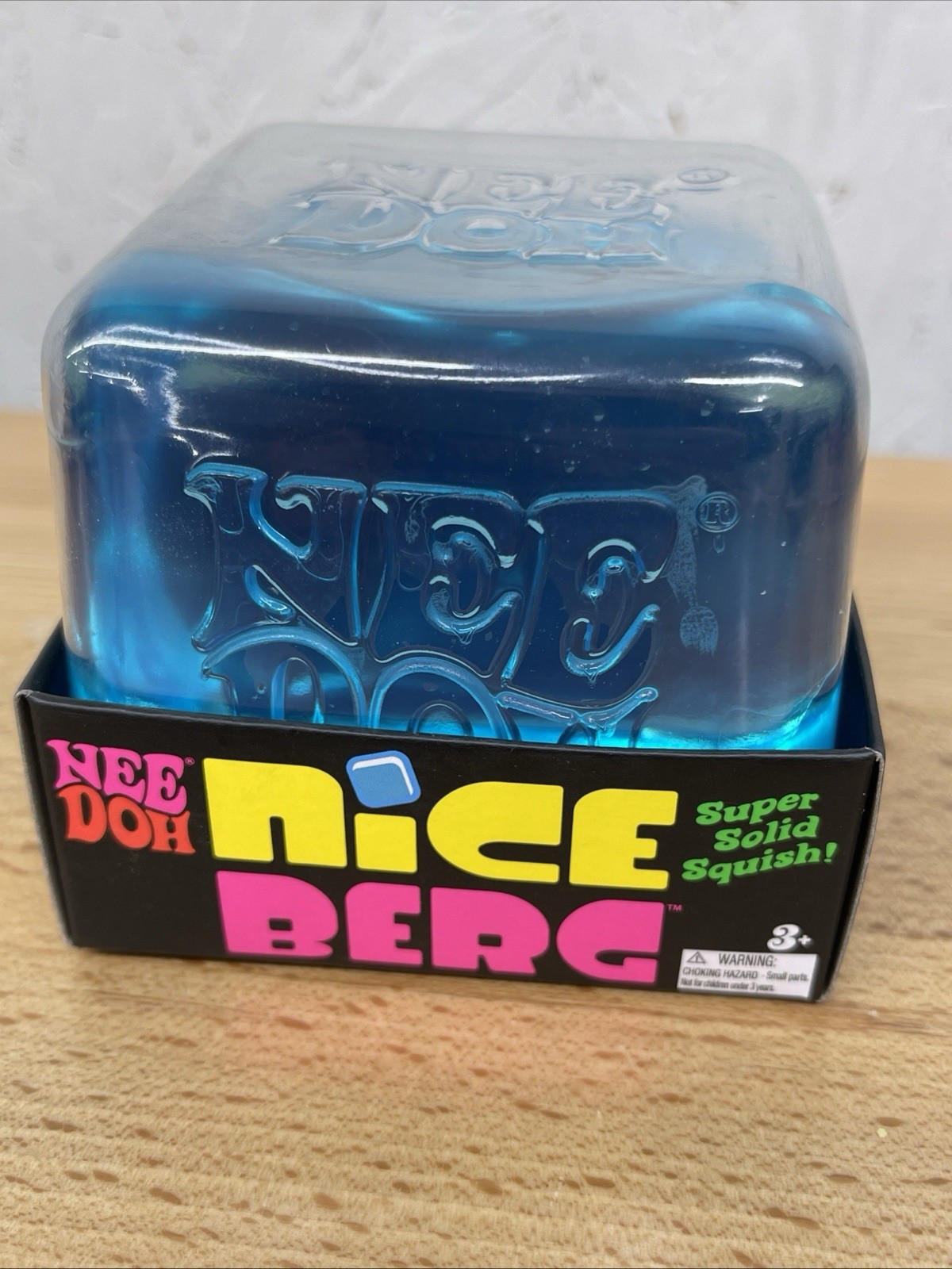 NeeDoh Nice Berg Blue XL Giant Nee Doh Solid Squish Cube New Sealed AUTHENTIC