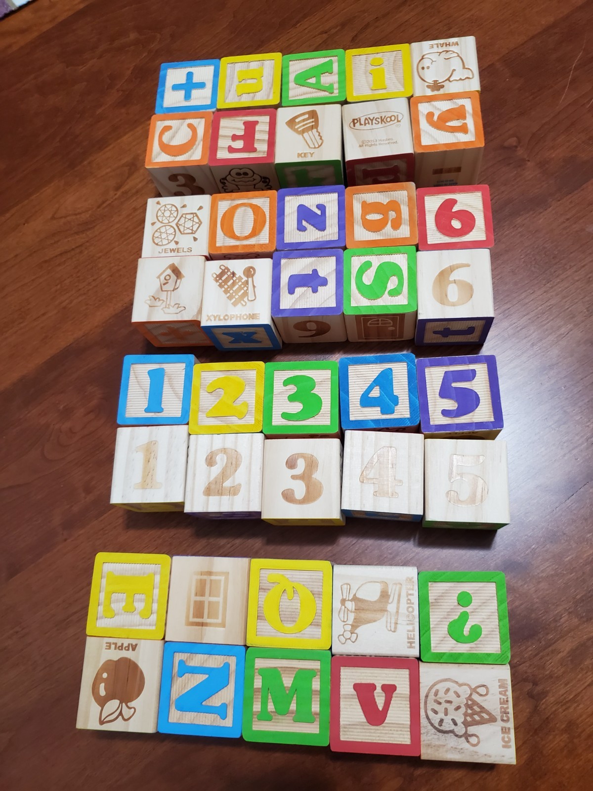 40 pc Set Playskool Wooden Blocks- Letters, Numbers & Pictures