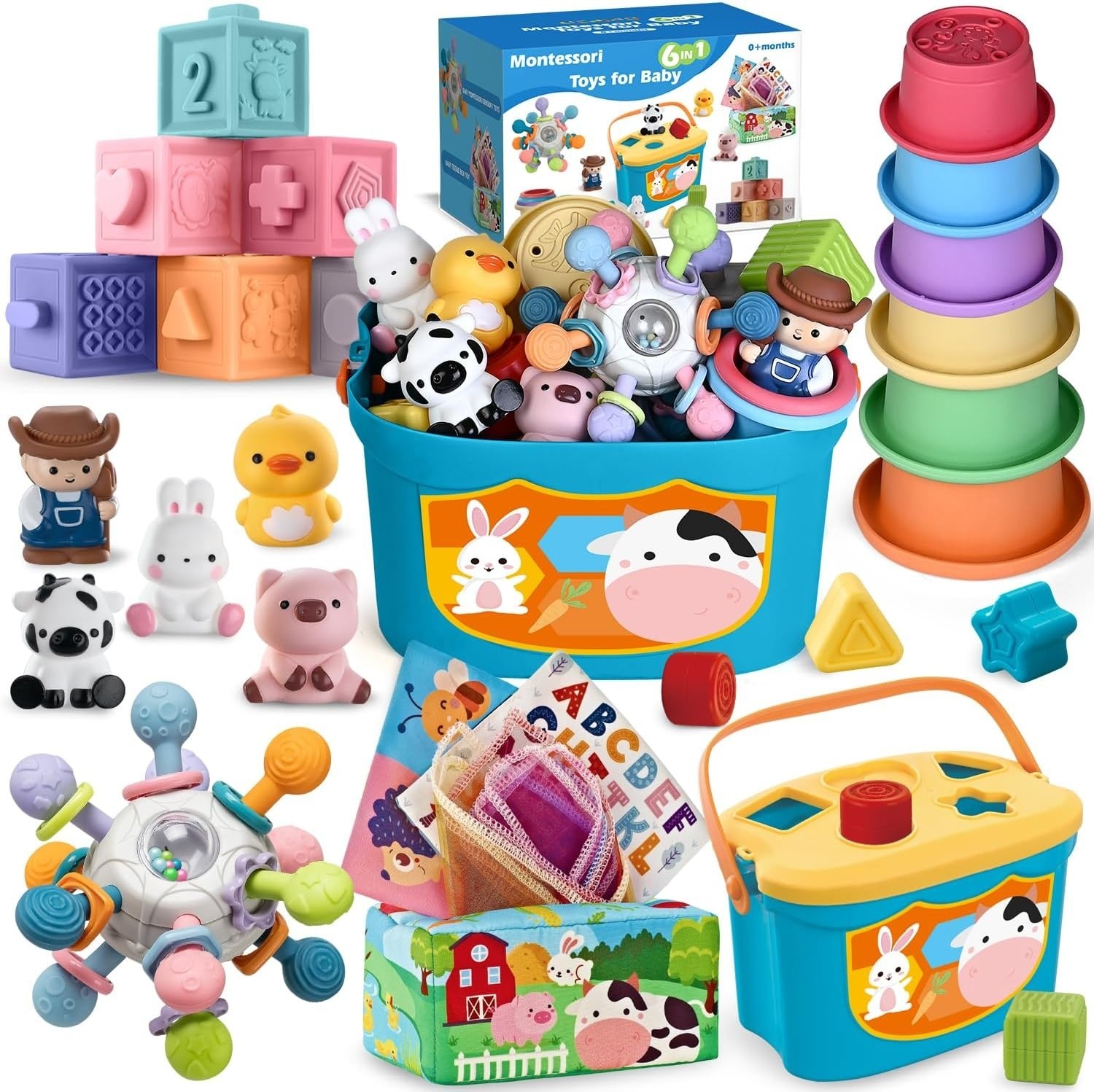 6 In 1 Baby Toys, 6-12 Months Baby Toys, 0-6 12-18 Montessori Toddler Toys Gifts