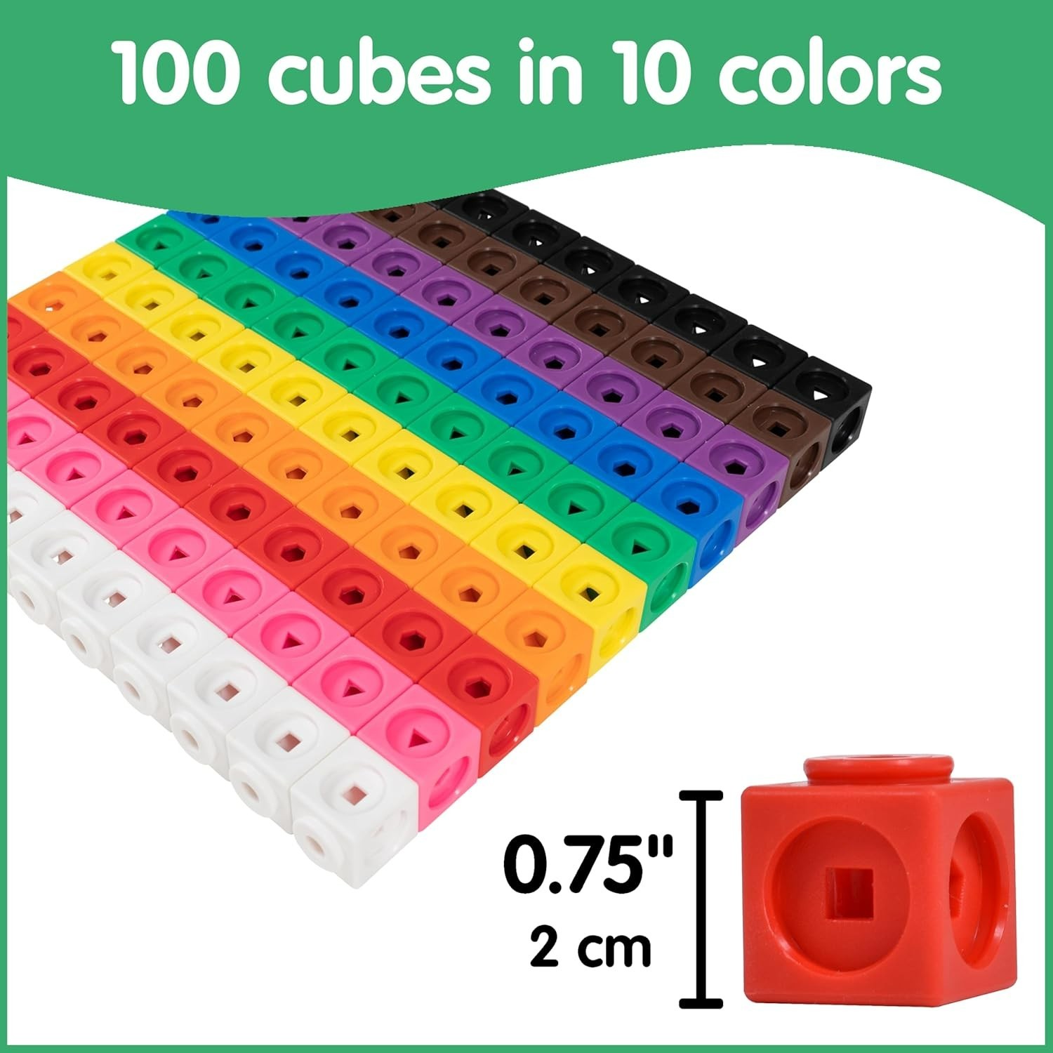 Math Cubes | Set of 100 Counting Blocks with 5 Shapes | Math Manipulatives fo…