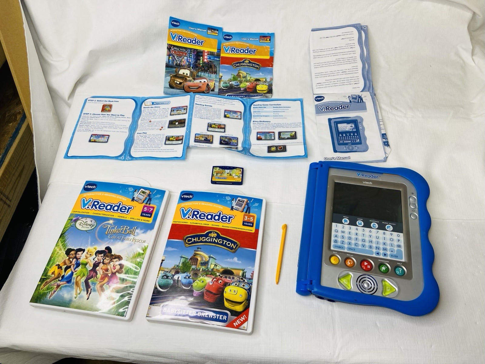 Vtech V.Reader Interactive Learning E-reading System Bundle 3 Games Working Pen