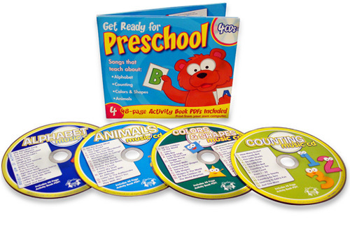 Get Ready for Preschool 4 CD Set with Alphabet, Counting, Colors & Shapes books
