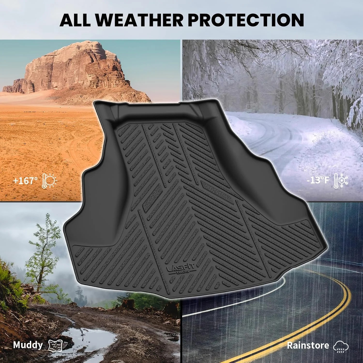 LASFIT Trunk Mat for Honda Accord 2012 2011 2010 2009 2008, All Weather TPE Cust