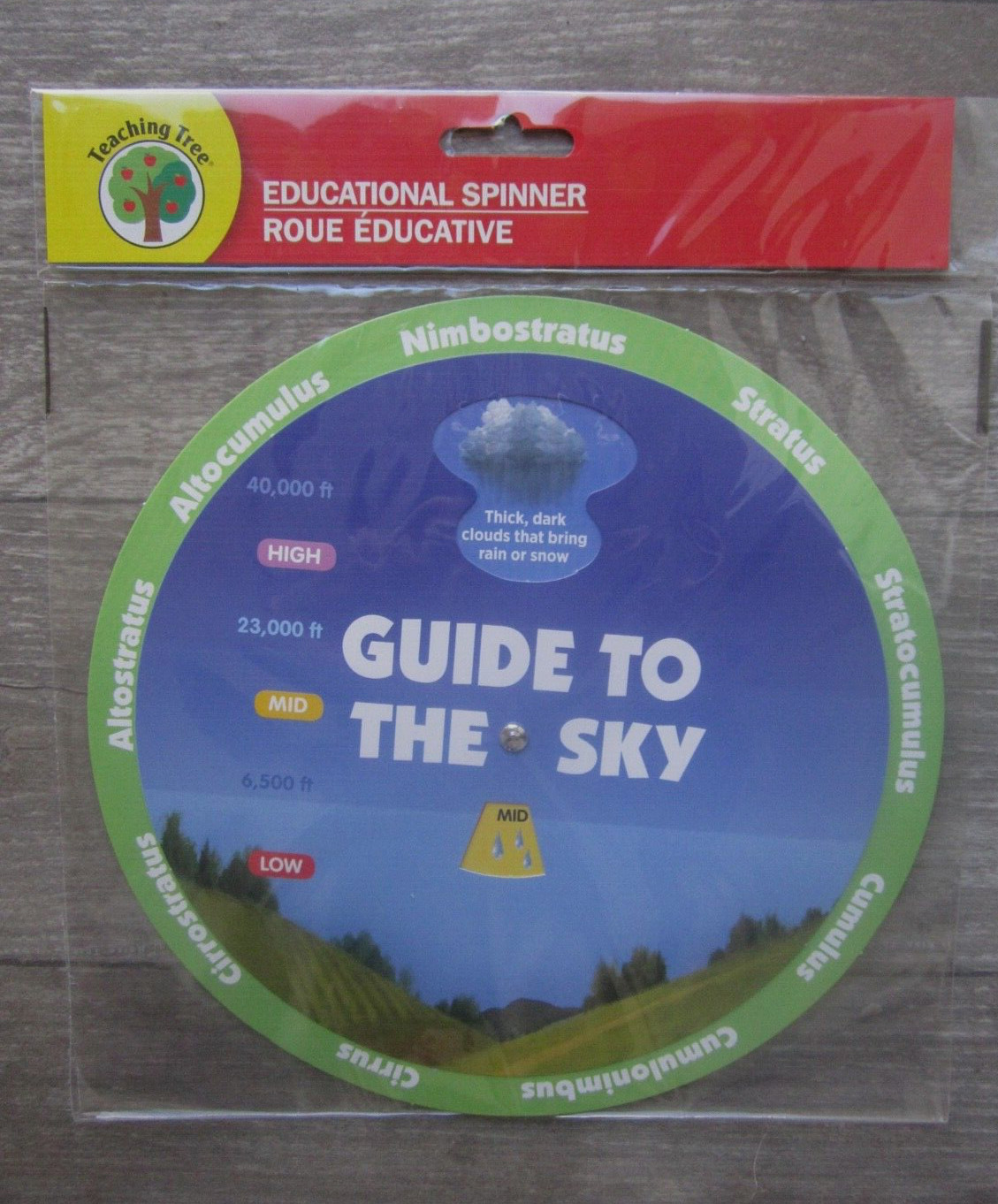 Teaching Tree Educational Spinner 8″ Guide To The Sky Cirrus Stratus Cumulus Pkg