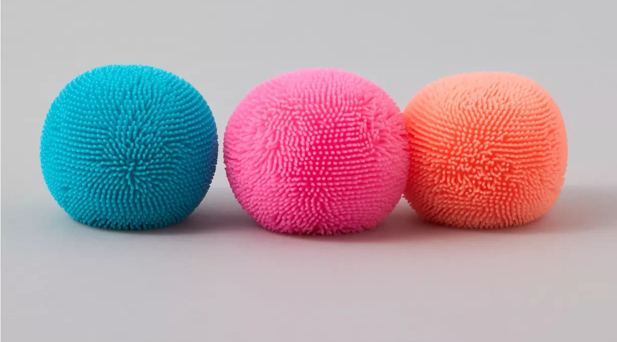 Nee Doh Teenie Fuzz Ball The Velvet Squeeze 3 Pack Multicolor Blue Pink Orange