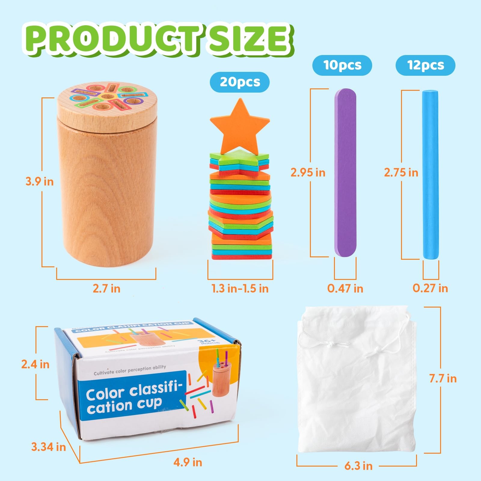 Montessori Wooden Toddler Toys， 3-in-1 Fine Motor Skills Small, Multicolor