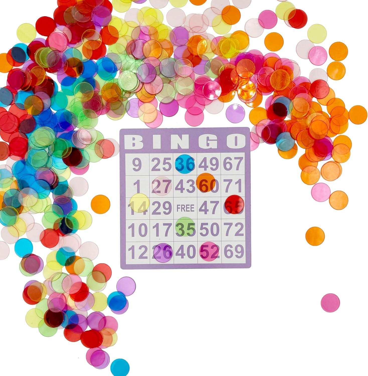 500 Pcs of 3/4 Inch Transparent 8 Color Clear Bingo Counting Chips Plastic Marke