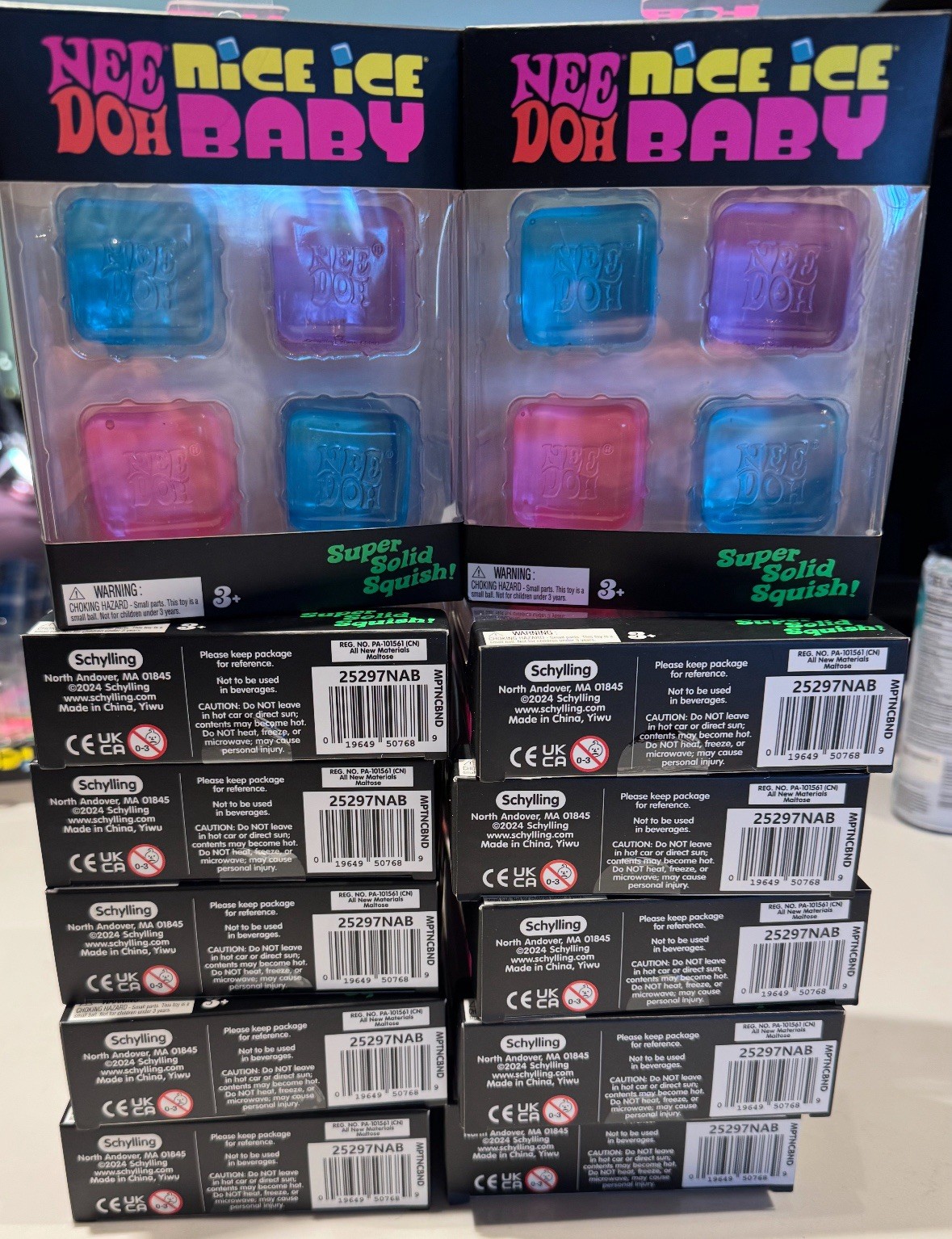 NeeDoh Nice Ice Baby 4 pack, Set of Four Nee Doh Mini Nice Cube Pink Blue Purple