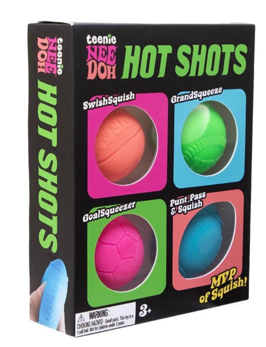 NeeDoh Teenie Hot Shots 4 Pack Squishy Balls & Quad Squad 4 Funky Feels